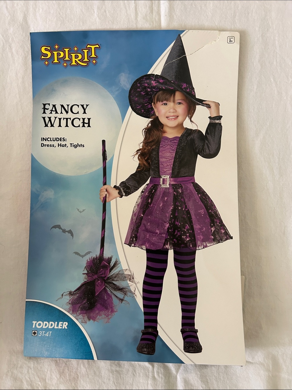 SPIRIT Purple and Black Fancy Witch Toddler Costume with Hat & Tights